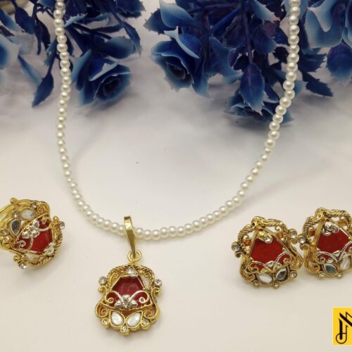 New Arrival Manjoos Gold Plated Lockit Set With Adjustable Ring. Available 4 Color