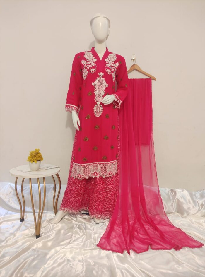 Luxury Plazzo Chiffon Ensemble | 3-Piece Pret* - Image 15