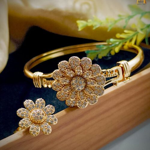 Fancy Lock Bangle with Adjustable Size Ring