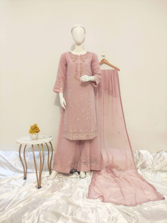 Luxury Plazzo Chiffon Ensemble | 3-Piece Pret* - Image 13