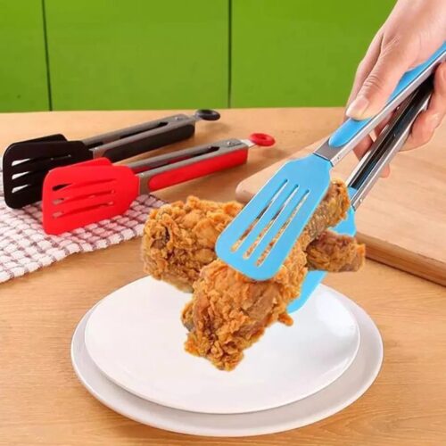 Long Handle No-Stick BBQ Grilling Kitchen Tongs.  Random Colours