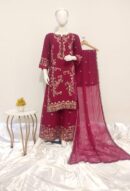 Luxury Plazzo Chiffon Ensemble | 3-Piece Pret*