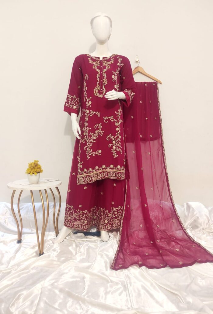 Luxury Plazzo Chiffon Ensemble | 3-Piece Pret* - Image 14