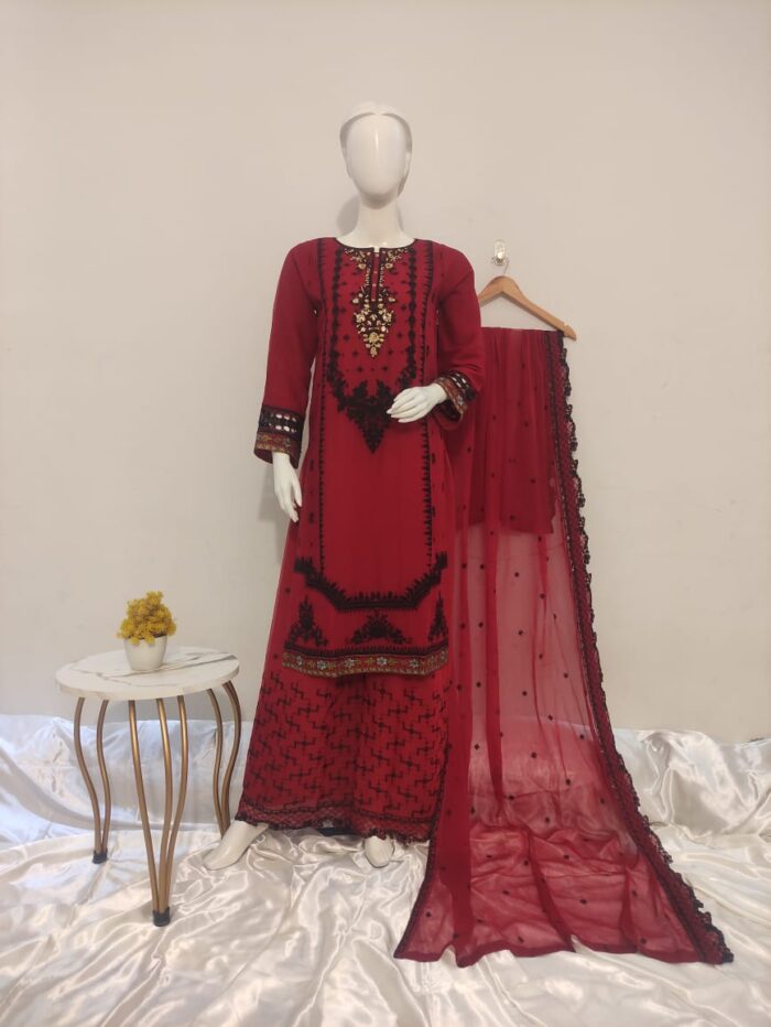 Luxury Plazzo Chiffon Ensemble | 3-Piece Pret* - Image 16