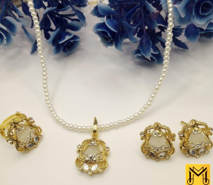 New Arrival Manjoos Gold Plated Lockit Set With Adjustable Ring. Available 4 Color - Image 2