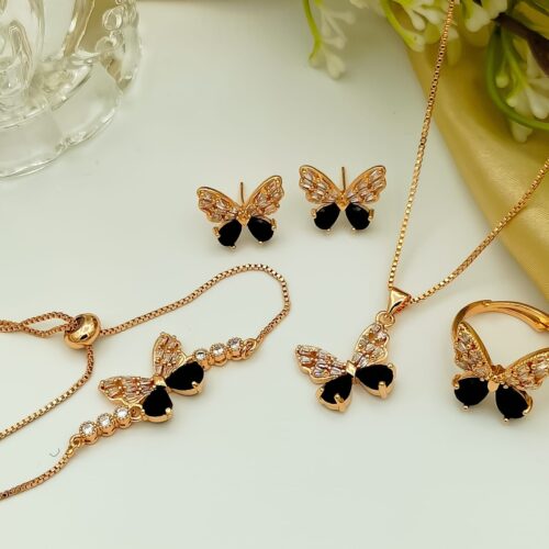 Fancy China Gold plated Zarqoon Butterfly 🦋 Locket set with updown Breslate 🌺