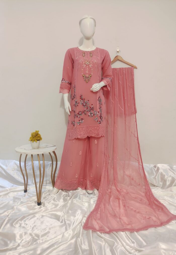 Luxury Plazzo Chiffon Ensemble | 3-Piece Pret* - Image 10