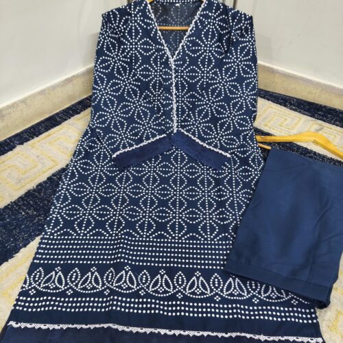 BLOCK PRINTED WITH ORGANZA PATCH WORK CHARM 2 PC SET