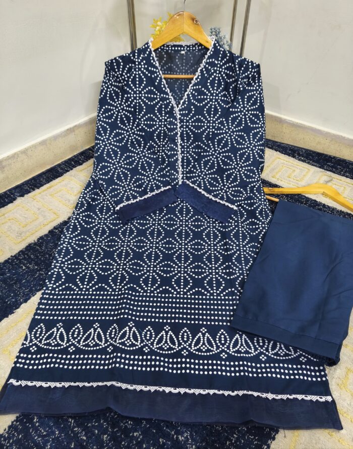BLOCK PRINTED WITH ORGANZA PATCH WORK CHARM 2 PC SET