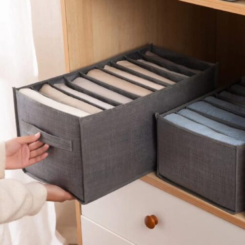 6 Pockets Woven Clothes Wardrobes Foldable Organizer