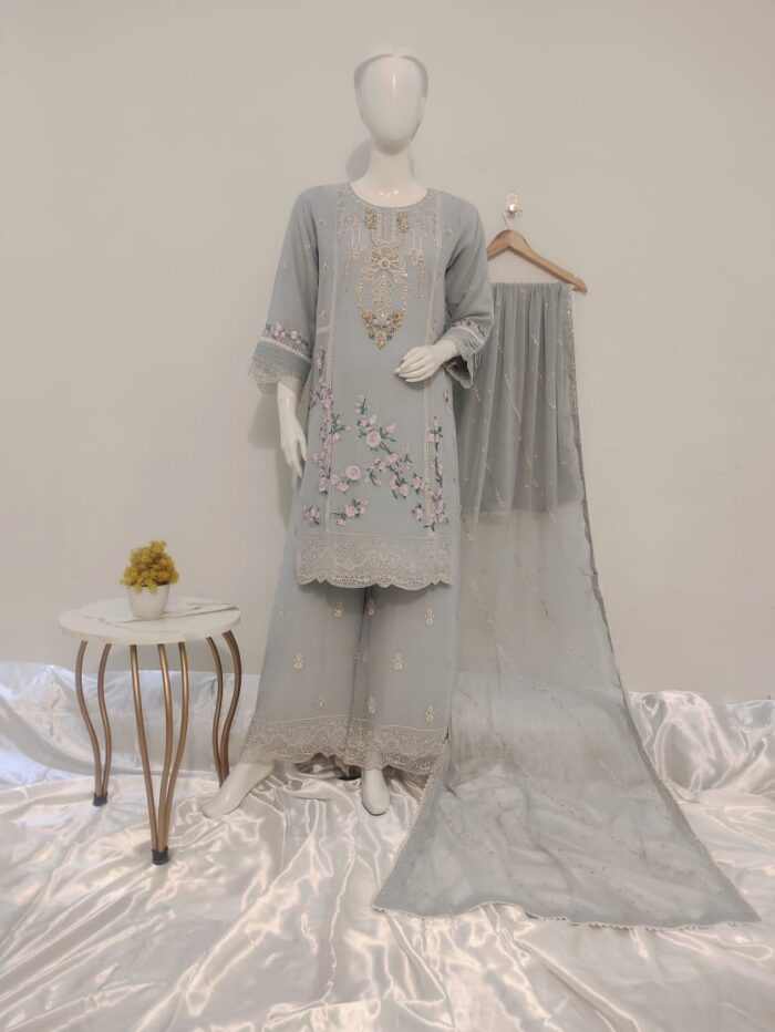 Luxury Plazzo Chiffon Ensemble | 3-Piece Pret* - Image 12