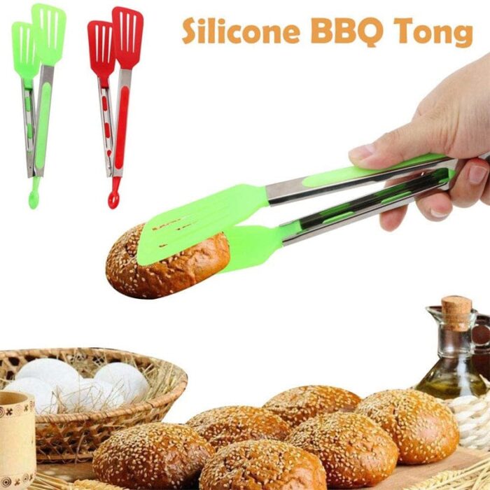 Long Handle No-Stick BBQ Grilling Kitchen Tongs.  Random Colours - Image 3