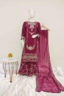 Luxury Plazzo Chiffon Ensemble | 3-Piece Pret*
