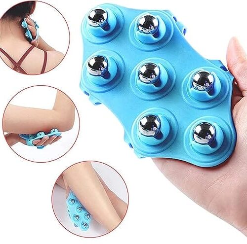 Silicon 7 Balls Body Massager Glove  Random Colours