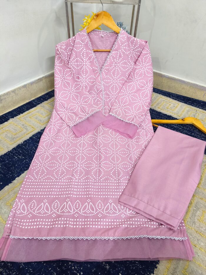 BLOCK PRINTED WITH ORGANZA PATCH WORK CHARM 2 PC SET - Image 4