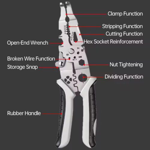 Multi-Function 9 in 1 Professional Elbow Wire Stripper Pliers Crimping Tool