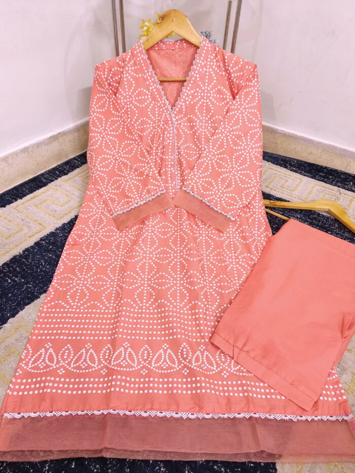 BLOCK PRINTED WITH ORGANZA PATCH WORK CHARM 2 PC SET - Image 3